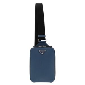 Prada Brique Travel Sling Bag Blue Saffiano Leather 2VZ106 New